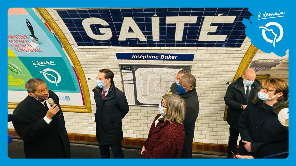 Ligne13_RATP's tweet image. [Inauguration #JoséphineBaker] La station Gaîté est rebaptisée Gaîté – Joséphine Baker, par Catherine Guillouard, PDG #RATP, @Djebbari_JB et avec @IDFmobilites Un hommage à cette grande artiste franco-américaine qui sera intronisée au #panthéon aujourd’hui.