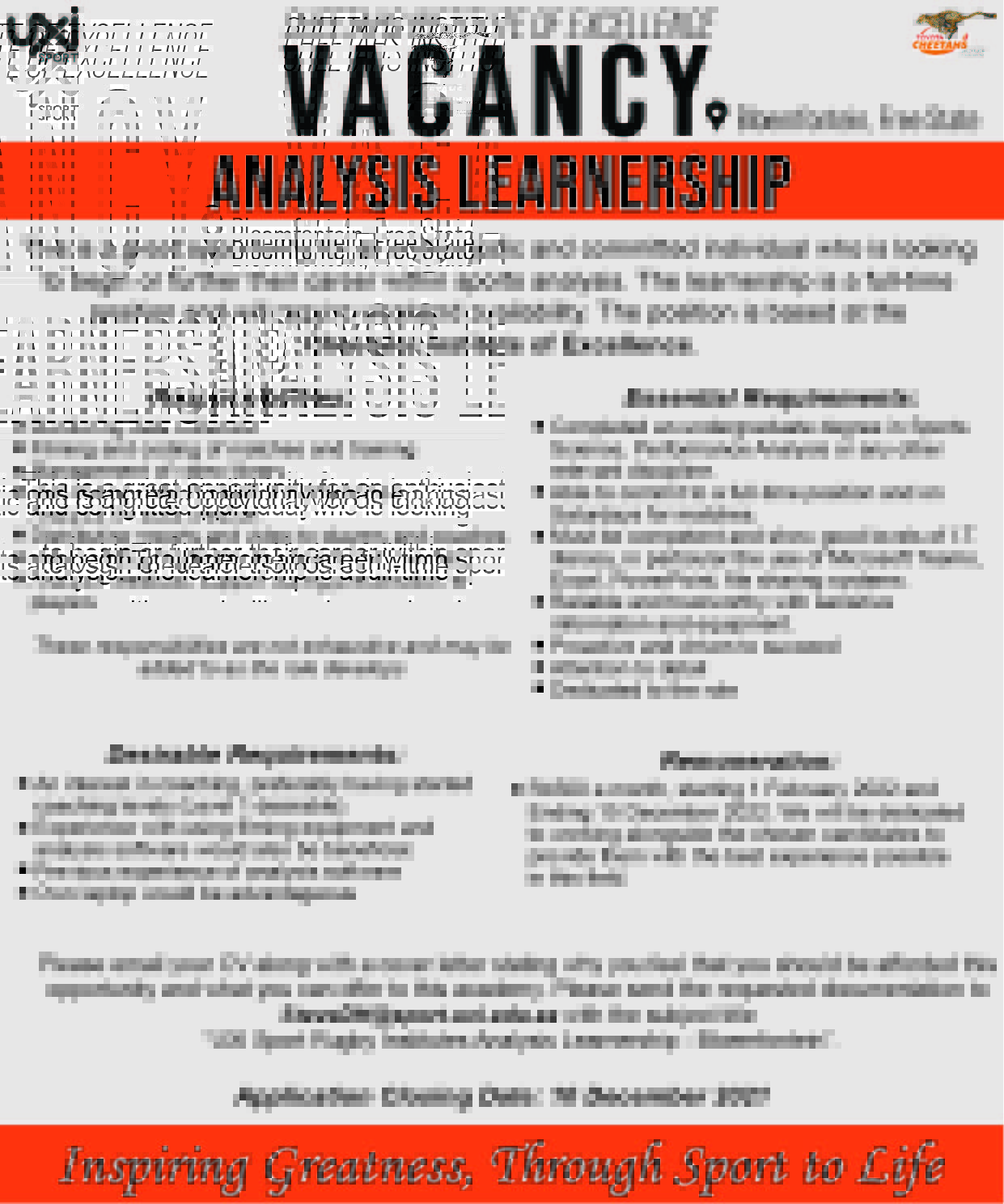 تويتر Uxi Sport على تويتر Vacancy We Have An Exciting Analysis Learnership Available For 22 If You Are Eager To Expand Your Knowledge Through This Learnership Please Apply By