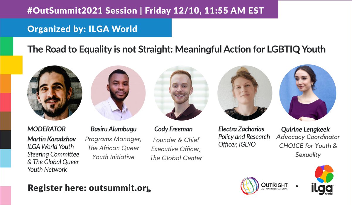 GlobalQueerYN's tweet photo. Do you want to attend our upcoming #OutSummit session?
Join us on Friday December 10th at 11:55am – 12:45pm ET/ 17:55pm – 18:45pm CET for the panel discussion:
The Road to Equality is not Straight: Meaningful Action fort LGBTIQ Youth.
Register here: https://t.co/aC8gRprkIo https://t.co/WHw9XTjJgM