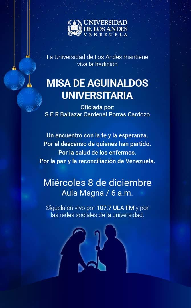 Misa de Aguinaldos Universitaria 2021

Por la paz y la reconciliación de Venezuela.

Oficiada por S.E.R Baltazar Cardenal Porras Cardozo.

8 de diciembre
6am
Aula Magna