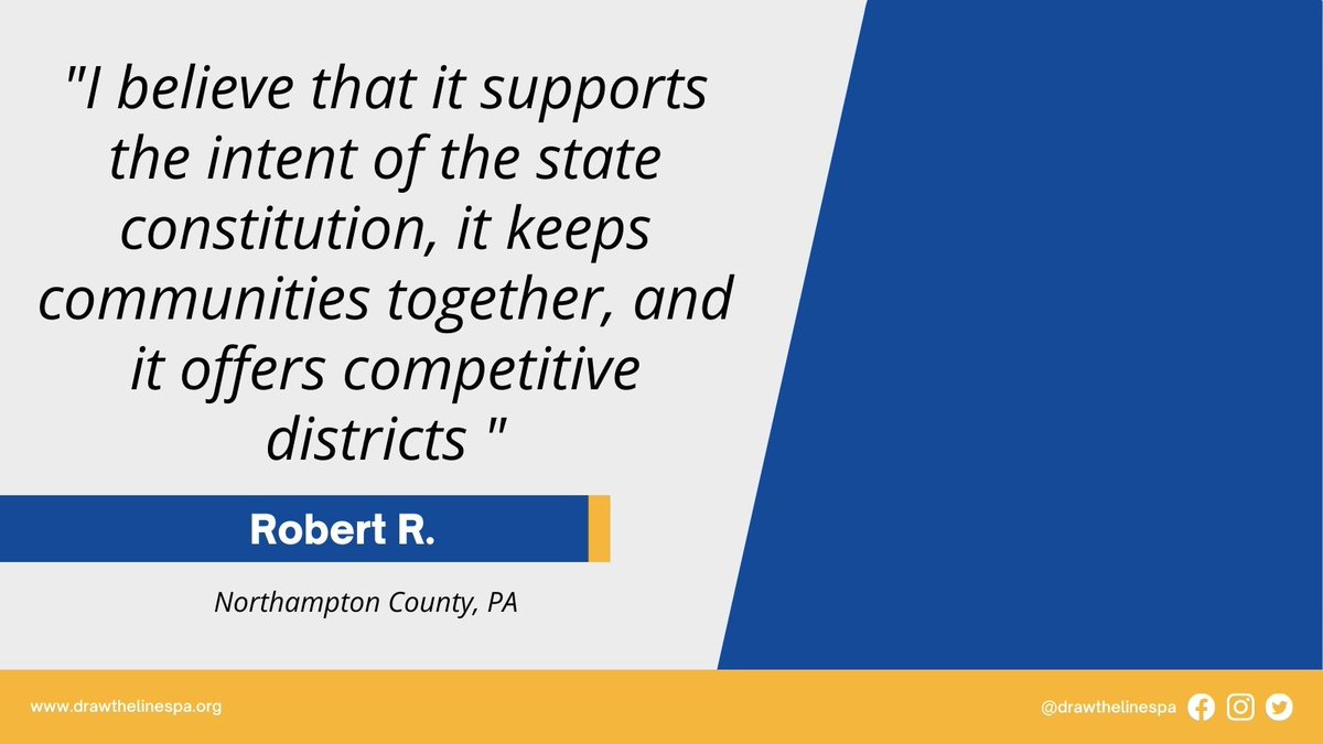 DrawTheLinesPA's tweet photo. These are all goals of the citizens map. We love seeing these positive comments from constituents! @SenLisaBoscola how do you feel about Districts 7 and 8 in the #CitizensMap https://t.co/ABzuGFlbTA