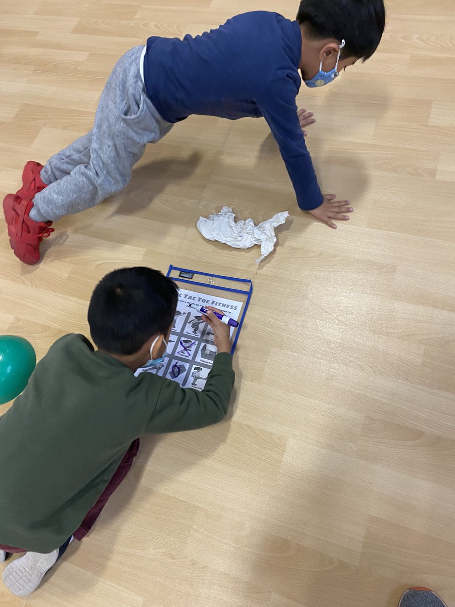 Tic Tac Toe Fitness for our K-5 warm-up! Great activity if you have limited space. #physed