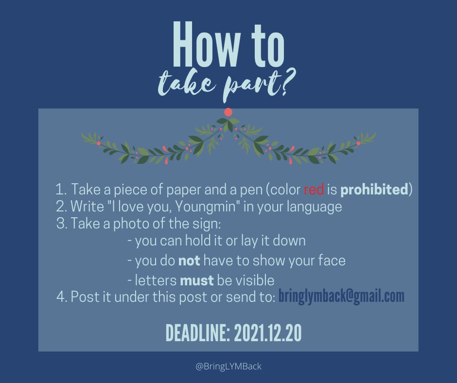 BringLYMBack's tweet photo. I LOVE YOU IN EVERY LANGUAGE - birthday project for LIM YOUNGMIN 🎄🎁 

- read instructions and rules first 
- submit your photo under THIS post or send it to: bringlymback@gmail.com 

Please like and share 💜

DEADLINE: 12.20

#OurShiningStarYoungmin 
#BringYoungminBack #임영민 https://t.co/TaPrxgnxbt