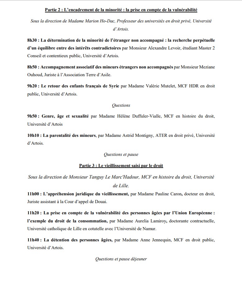 AstridMontigny's tweet photo. Programme du colloque "Age et droit" des 9 et 10 décembre à la Faculté de Droit de Douai @Univ_Artois ! N'hésitez pas à partager, vous espèrant nombreux ! https://t.co/TvWP2KWBwX