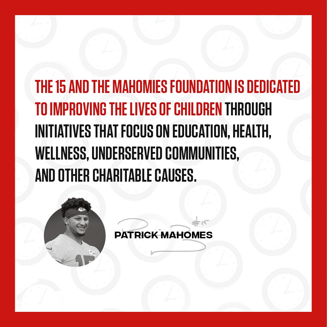 Chiefs's tweet photo. .@PatrickMahomes will be reppin’ his own foundation on the field this week: @15andMahomies! 📚 https://t.co/8SmPTx4MOq