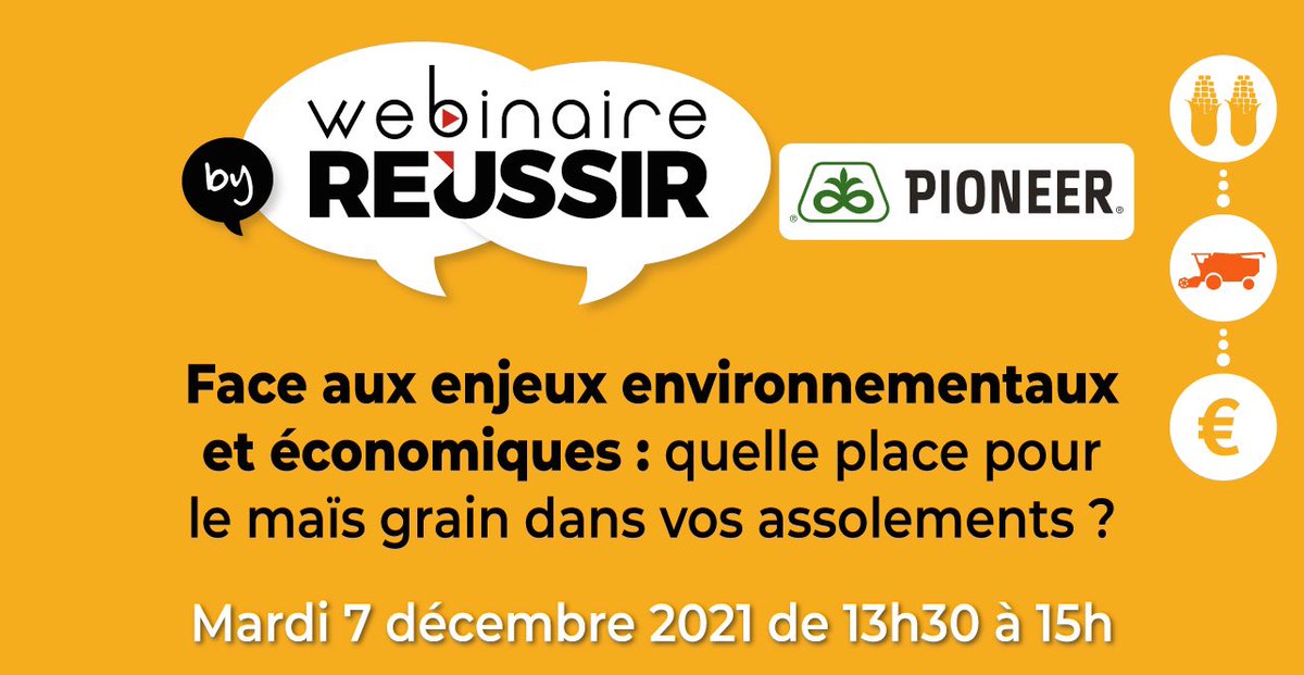 AlisonHennebil's tweet photo. Quelle place pour le maïs grain dans vos assolements ? Participer au Webinaire le 7 décembre à 13h30 inscriptions ici https://t.co/QDDuMoFW66 avec la participation  de @danielpeyraube et @FthomasTcs  #Pioneersemences https://t.co/Sd3oTimwel