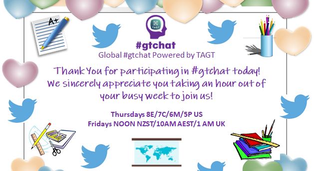 gtchatmod's tweet photo. That’s a wrap! Thank you for connecting, engaging, &amp; contributing today at #gtchat! Your thoughts, comments &amp; eagerness to help each other are inspiring. Hope you’ll join us next week! https://t.co/G8n8u8K4Ad