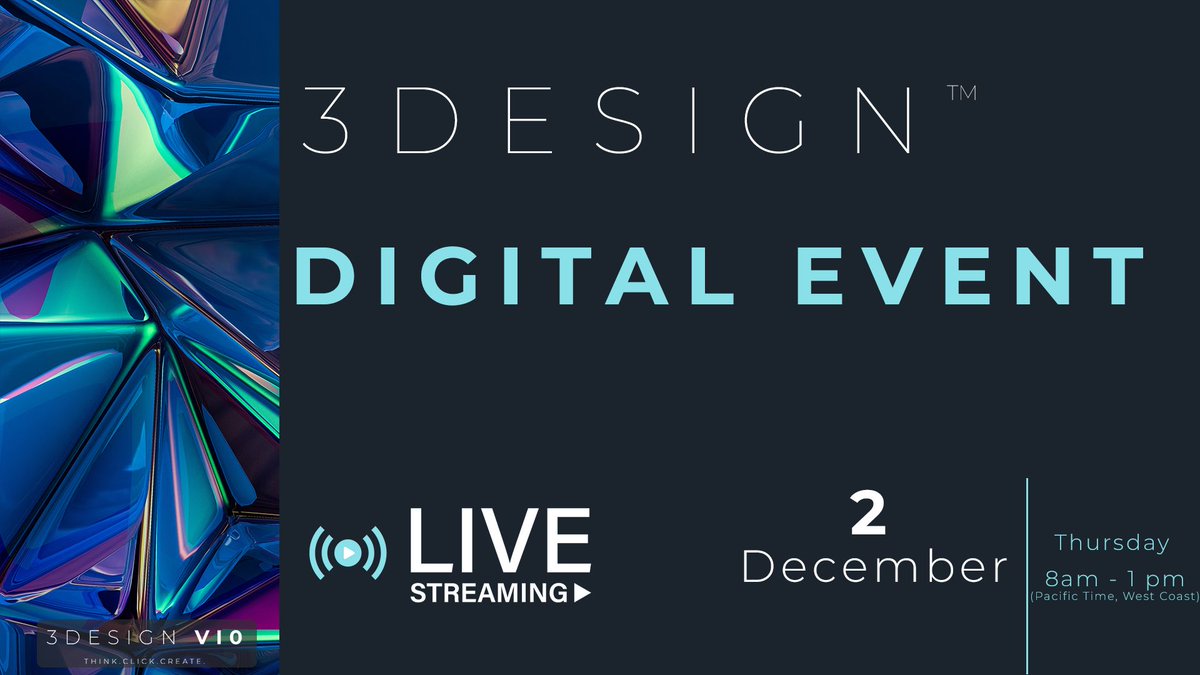 📅 SAVE THE DATE!

💎 We are proud to present you the new edition of 3DESIGN™ Digital Event, December 2nd, 2021, which you can attend from home! (Pacific Time, West Coast)

📩 Registrations are already open, so don't waste time!

LINK: lnkd.in/dYVRkfee
#3designsoftware