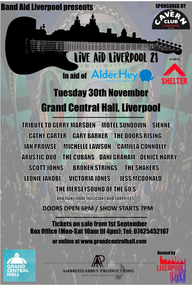 LiveAidLpool's tweet photo. There are still tickets available for anyone wanting to see top live entertainment in aid of two very important causes close to the hearts of the people of our city. Call the box office on 07425452167
See ya tonight!
@AlderHeyCharity @ShelterMSY @cavernliverpool @LiverpoolLiveRD https://t.co/w12hRr3QyR