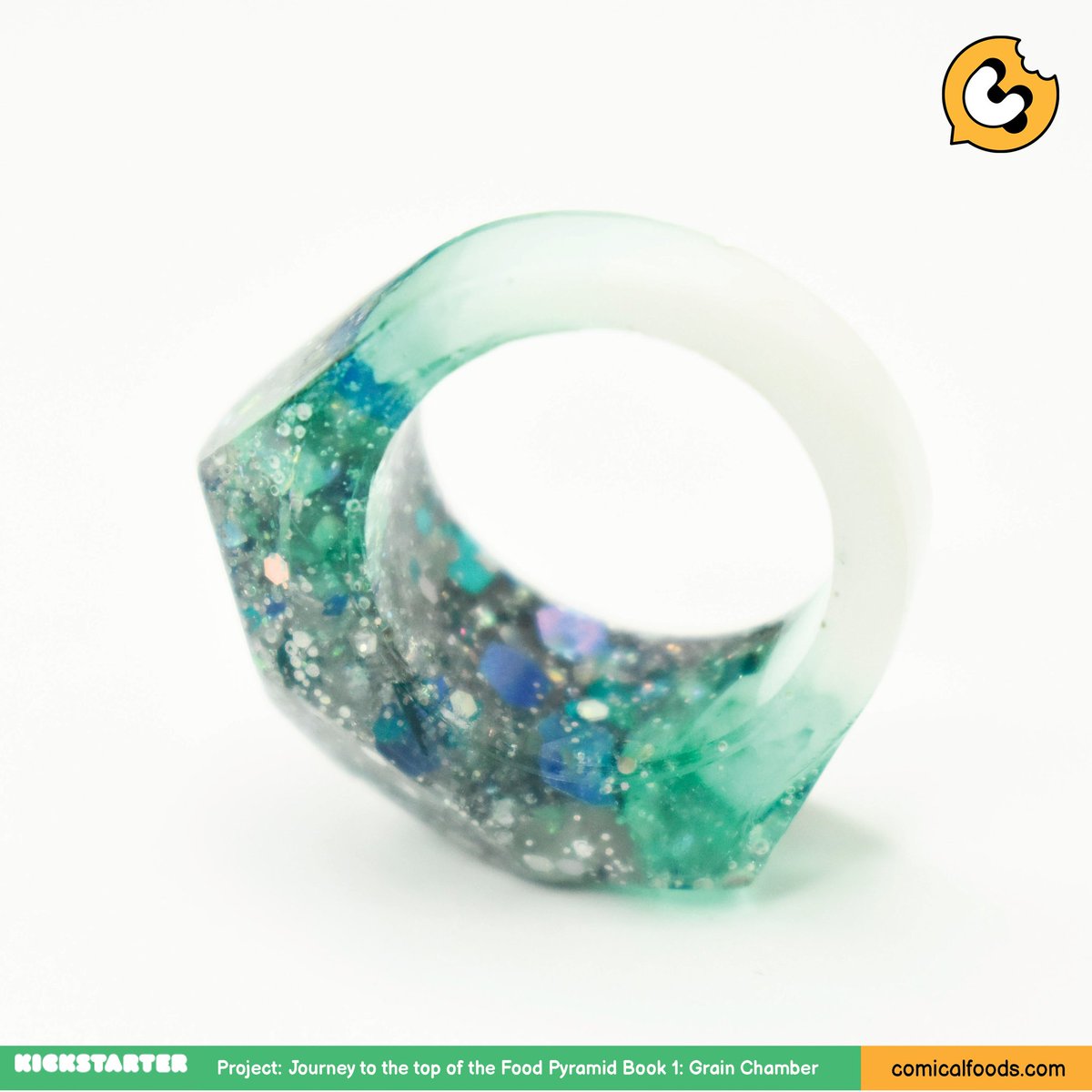 comicalfoods's tweet photo. Our 🌨Sugar Dust Ring 🌨is now available as a reward tier and as an add on for our comic book kickstarter project! A Beautiful resin ring designed by @acrocomics https://t.co/4HvUNmyEfU