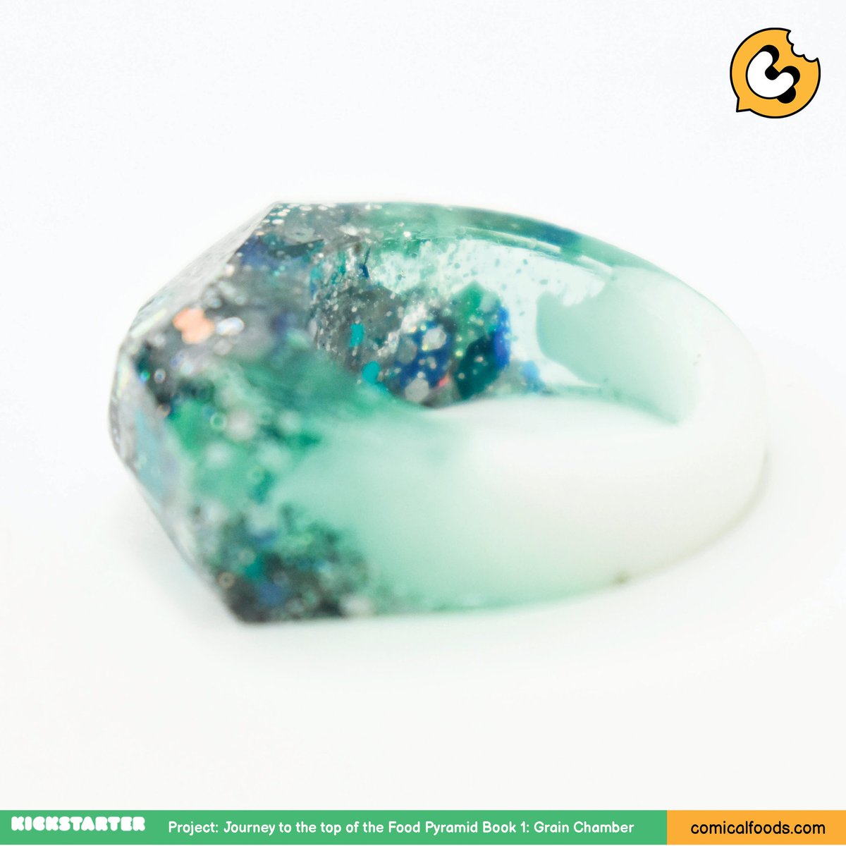 comicalfoods's tweet photo. Our 🌨Sugar Dust Ring 🌨is now available as a reward tier and as an add on for our comic book kickstarter project! A Beautiful resin ring designed by @acrocomics https://t.co/4HvUNmyEfU
