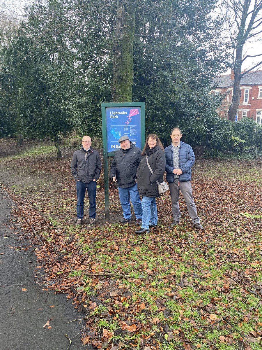 SalfordCouncil's tweet photo. Calling in at Lightoaks Park on the Claremont ward visit @tomstannard @CllrBentham @NeilAReynolds2 @Redpev Lindsay from @lightoakspark tells us about events, developments and plans for the park https://t.co/J40tC6fvuL