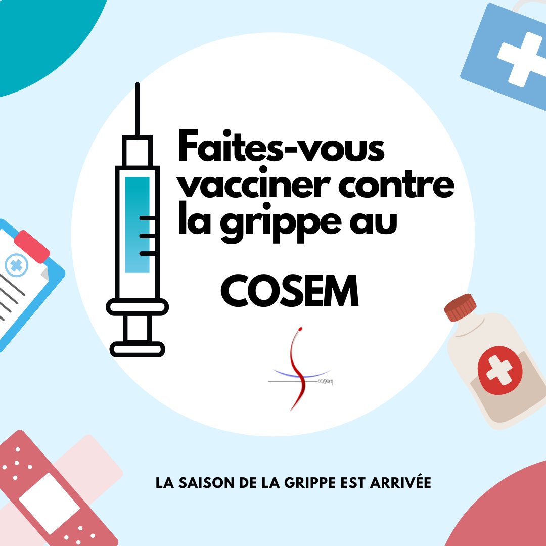 #Grippe : la #vaccination est recommandée tous les ans pour les personnes à risque. Pour retirer votre #vaccin en pharmacie : vous avez besoin d'une ordonnance ou d'un bon de prise en charge. N'hésitez pas à consulter et à vous faire vacciner💉au COSEM : cosem.fr