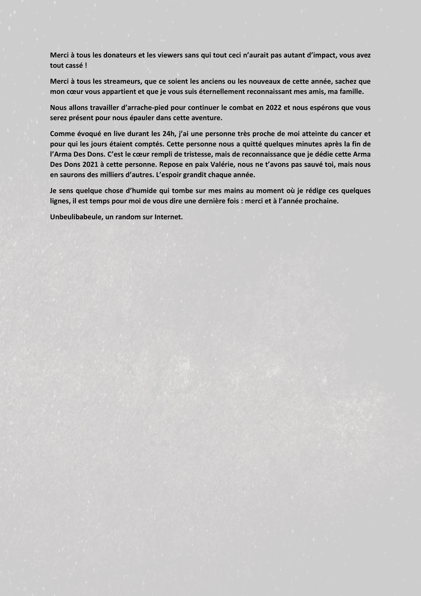ArmaDesDons's tweet image. En attendant le bilan de 2021, le président @Unbeulibabeule adresse ces remerciements à l'ensemble de la communauté.

Merci à ceux qui prendrons 5 minutes pour lire ces quelques mots.