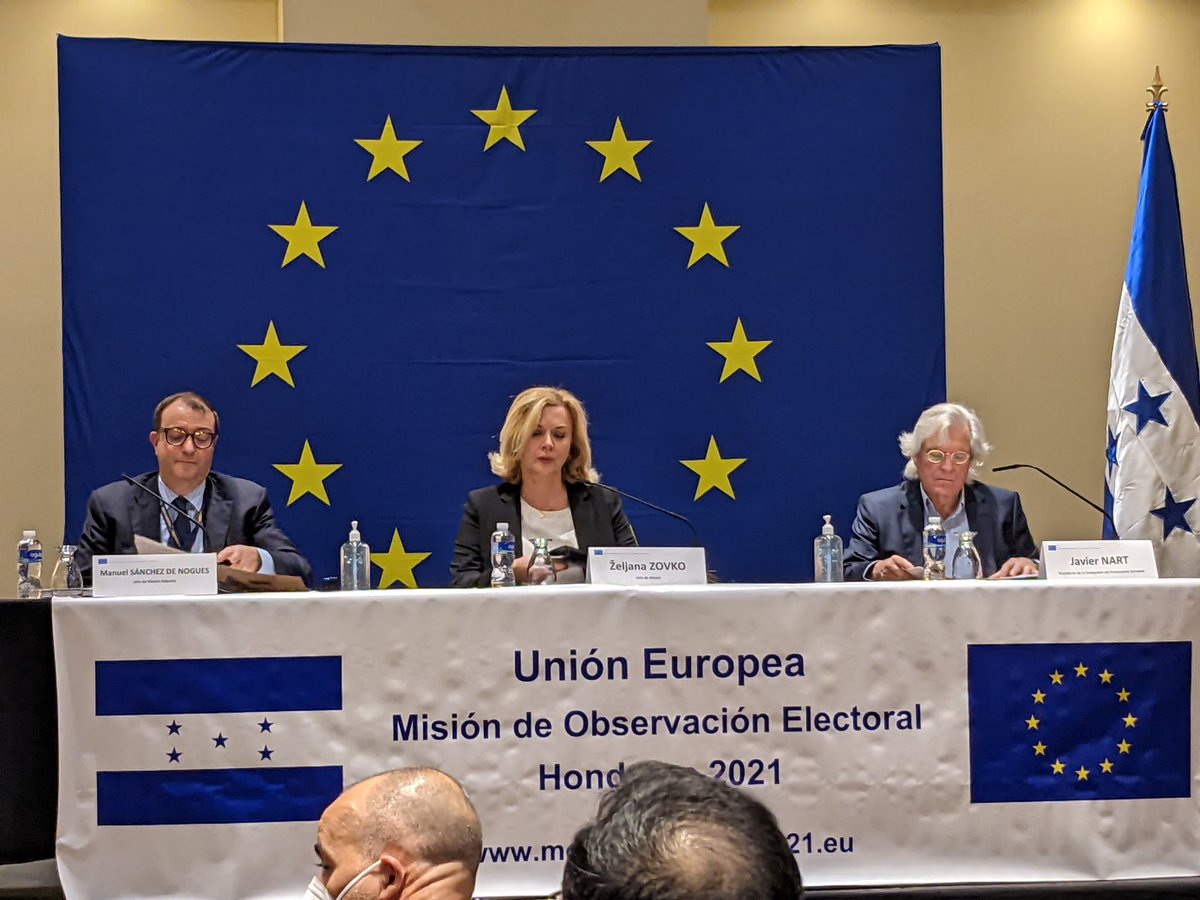 En conferencia ahorita la jefa de la misión MOE EU destaca "el evidente abuso de los recursos del Estado durante la campaña," notando la alta distribución de los bonos. El próximo Congreso debe tomar medidas para prevenir futuros abusos de fondos públicos con fines políticos.