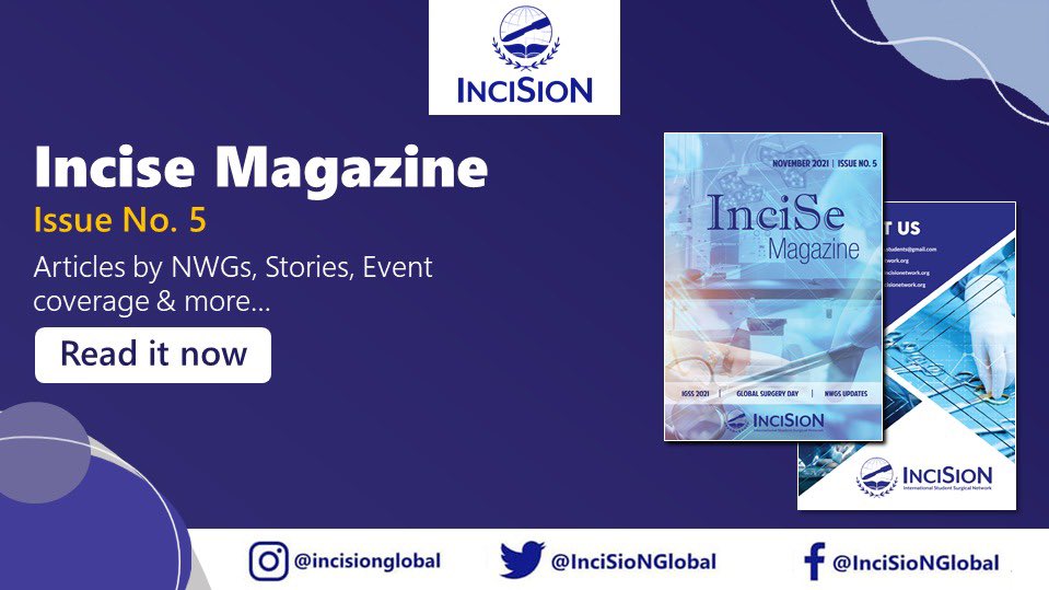 InciSioNGlobal's tweet photo. 🌎 We are very proud to share our beautiful 5️⃣th issue of #InciSe Magazine!

👉 In this issue you will find articles about our National Working Groups (NWGs) works, #GlobalSurgeryDay2021 , @IGSS_InciSioN &amp; + 😍

🔗 Link: https://t.co/r2f29bKaIF 

#GlobalSurgery #TheFutureOfTheOR https://t.co/e3FbQ2bBXt