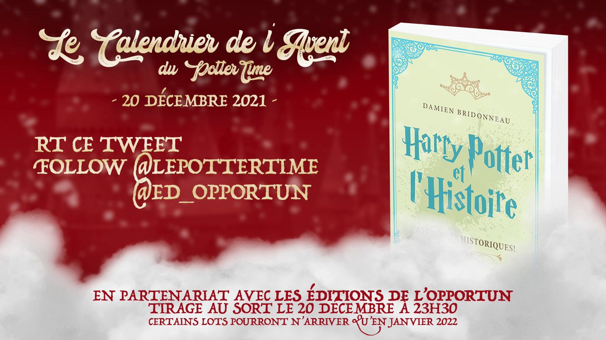 LePotterTime's tweet photo. 🎄 CALENDRIER DE L'AVENT POTTERHEAD 🎄

Tentez de remporter un exemplaire de "Harry Potter et l'Histoire" ! 😱

👉🏻 Follow @LePotterTime &amp; @ed_Opportun 
👉🏻 RT le tweet

Fin du concours le 20/12 à 23H30 ! 🎁

#HarryPotter #Potterhead #Concours https://t.co/gaCwqlCGqH