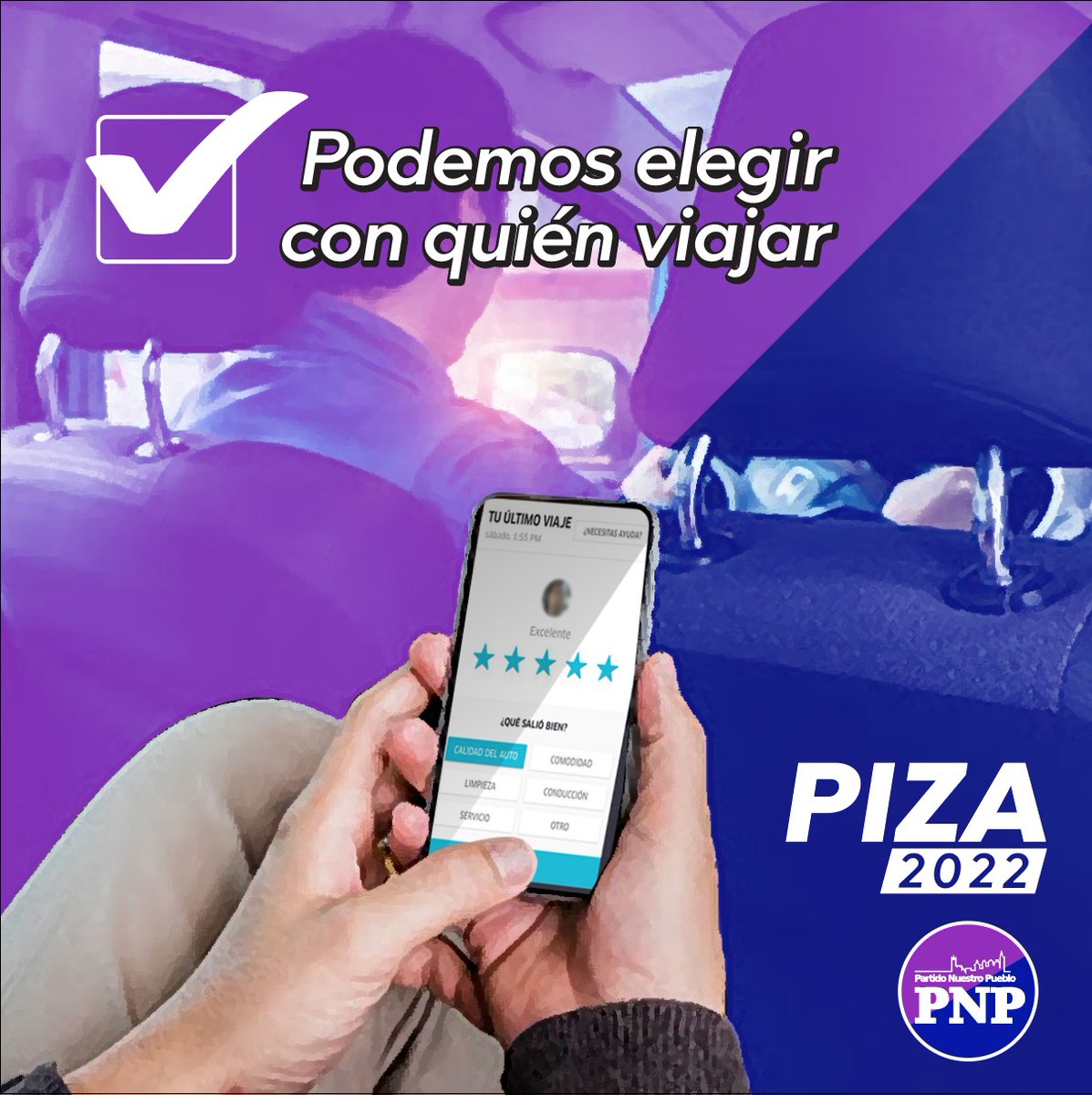 ¡Usted decide!

Todos tenemos derecho de elegir, por ejemplo, con quien queremos viajar. 
Legalicemos las plataformas de transporte de personas. 
Con el referéndum usted decide 

#Piza2022 #PartidoNuestroPueblo #PNP