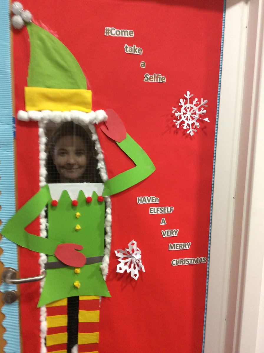 HavenErrington's tweet photo. Christmas has arrived at The Haven, the Christmas door is complete and The Haven elves are ready for mischief. #takeanelfie #Elfingaround #HavenChristmas @ErringtonTweet @TVCTrust https://t.co/SASdUbaB2J