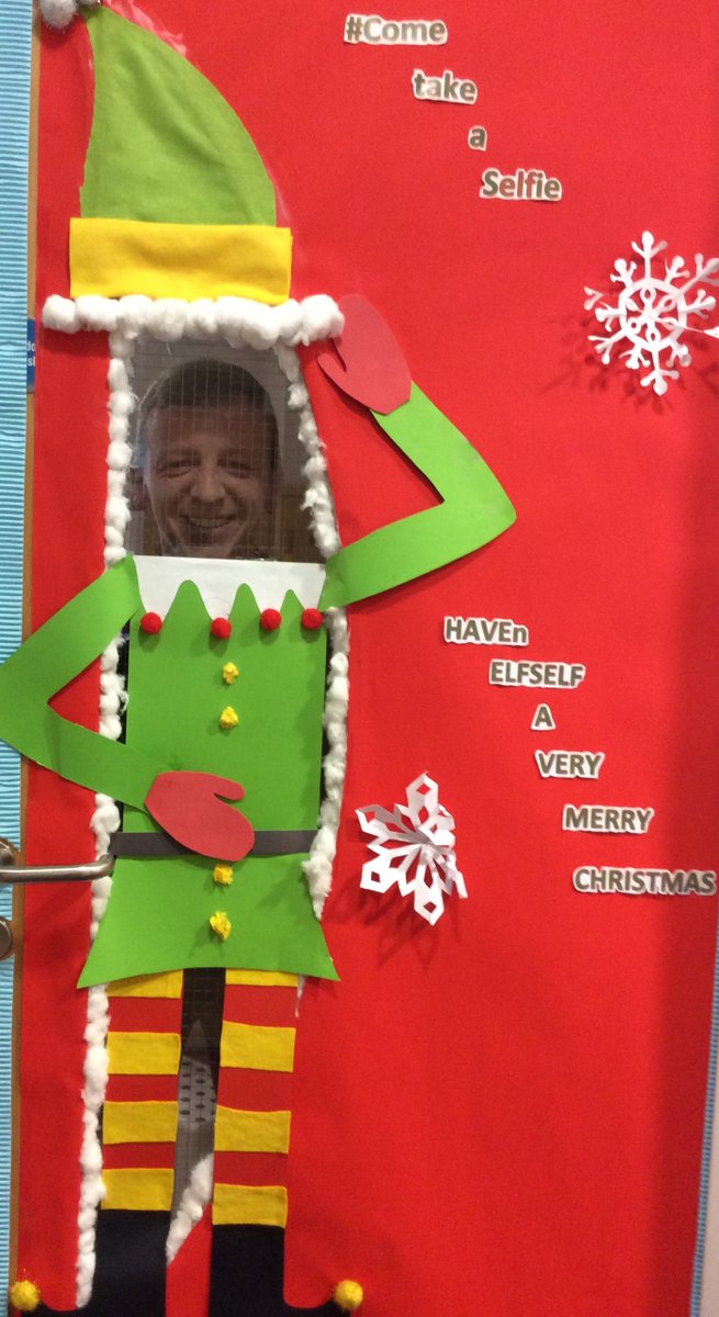 HavenErrington's tweet photo. Christmas has arrived at The Haven, the Christmas door is complete and The Haven elves are ready for mischief. #takeanelfie #Elfingaround #HavenChristmas @ErringtonTweet @TVCTrust https://t.co/SASdUbaB2J