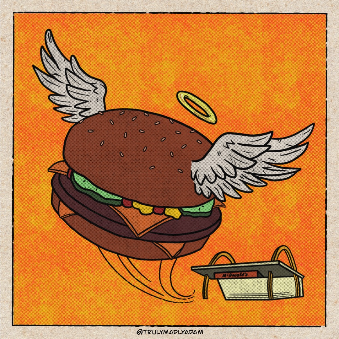 SMUgallery's tweet photo. Another tasty participant in our 50th anniversary celebration is McDonald’s quarter pounder. An ordinary concept: 4 ounces of beef with ketchup, mustard, onions, dill pickles, on a sesame seed bun, but with the help of a catchy theme song and you get extra-ordinary! https://t.co/ZfdmAFdDta
