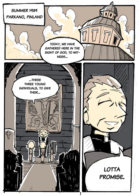 Today marks the day when the Winter War broke out between Finland and Soviet Union 82 years ago.
For that reason I'll broaden my audience by uploading all of the released chapters of my comic, "Lotta Svärd: Women of War", which takes place during that time. #Talvisota
1/269 