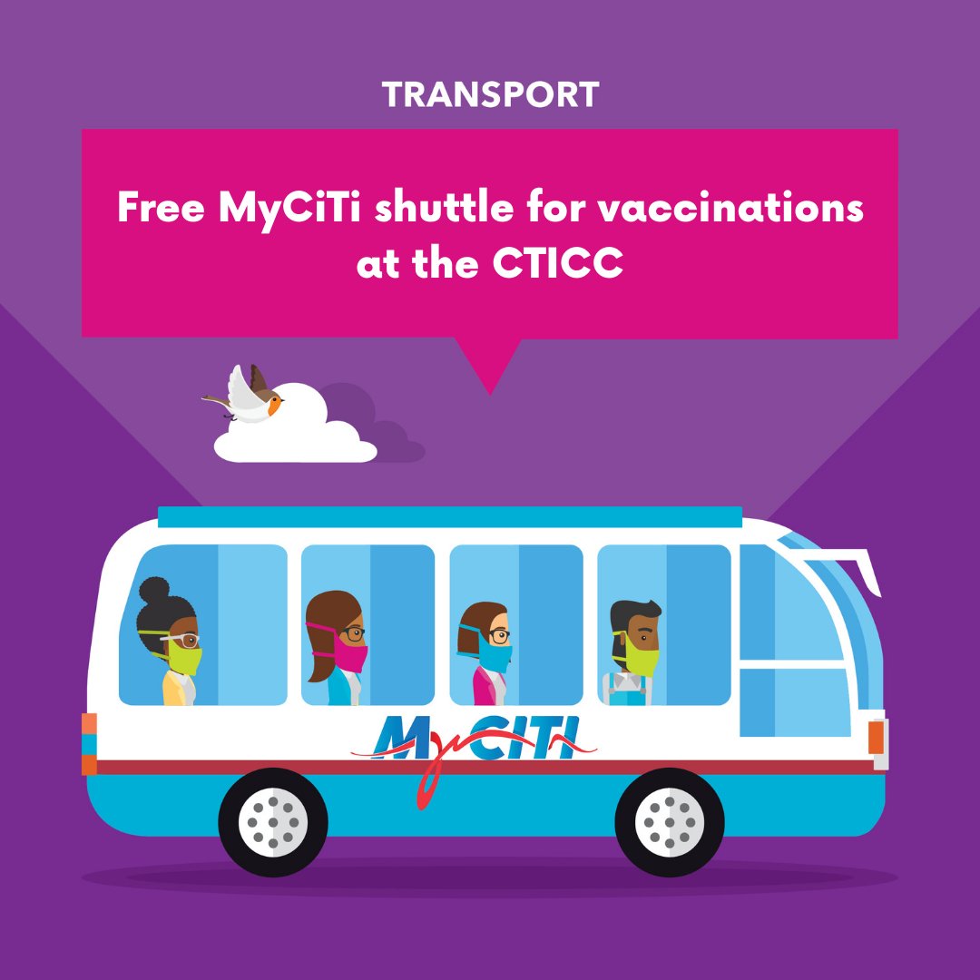The City of Cape Town is offering a free MyCiTi shuttle service in the inner-city for those who want to get vaccinated at the CTICC Vaccination Centre of Hope. The service will be operating tomorrow, and on 2 and 3 December 2021.

Read more: bit.ly/3pcE9Hk

#CTNews
