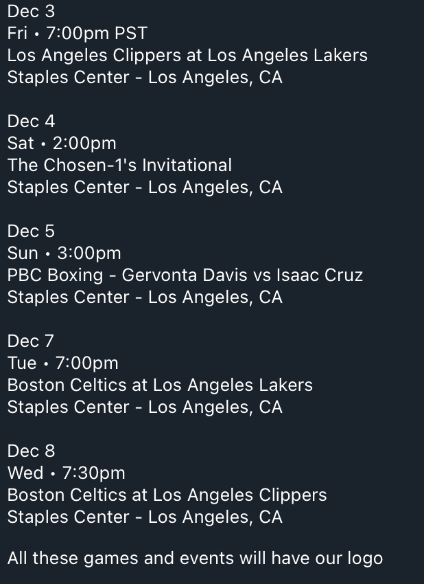We just secured 5 days of running ads at Staples Center, soon to be crypto.com arena, starting this Friday (Lakers vs Clippers Friday night)! Hundreds of thousands are going to see this over the weekend. IT'S HAPPENING! $OKLG #LFG 🚀🚀🚀

oklg.io