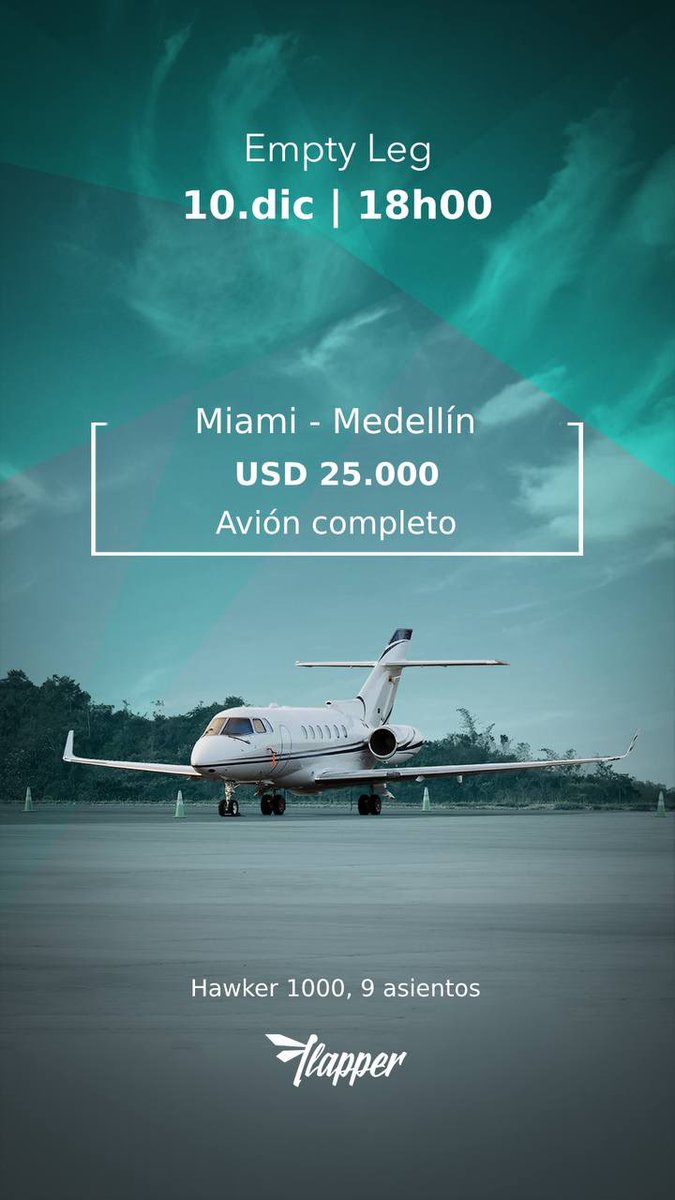 flapper_latam's tweet photo. #FelizMartes para los que están pensando viajar a Medellín, NY, Miami o Providenciales 🏝 aprovecha nuestros #EmptyLegs en un avión #Hawker1000 ✈️ https://t.co/ilcRsYVmh2