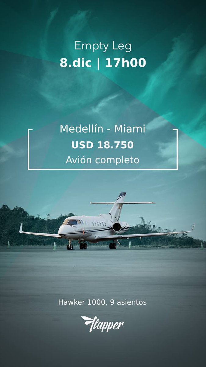 flapper_latam's tweet photo. #FelizMartes para los que están pensando viajar a Medellín, NY, Miami o Providenciales 🏝 aprovecha nuestros #EmptyLegs en un avión #Hawker1000 ✈️ https://t.co/ilcRsYVmh2