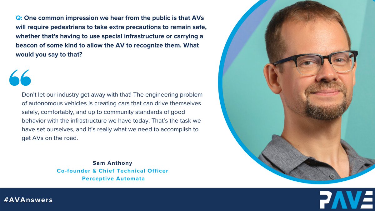 Partners for Automated Vehicle Education (@pavecampaign) on Twitter photo Will AVs require pedestrians to take extra precautions in order to stay safe? Maybe carry a beacon? <a href="/sam_e_anthony/">Sam Anthony</a> of <a href="/perceptive_auto/">Perceptive Automata</a> provides an unambiguous reply in the latest edition of #AVAnswers Will AVs require pedestrians to take extra precautions in order to stay safe? Maybe carry a beacon? <a href="/sam_e_anthony/">Sam Anthony</a> of <a href="/perceptive_auto/">Perceptive Automata</a> provides an unambiguous reply in the latest edition of #AVAnswers