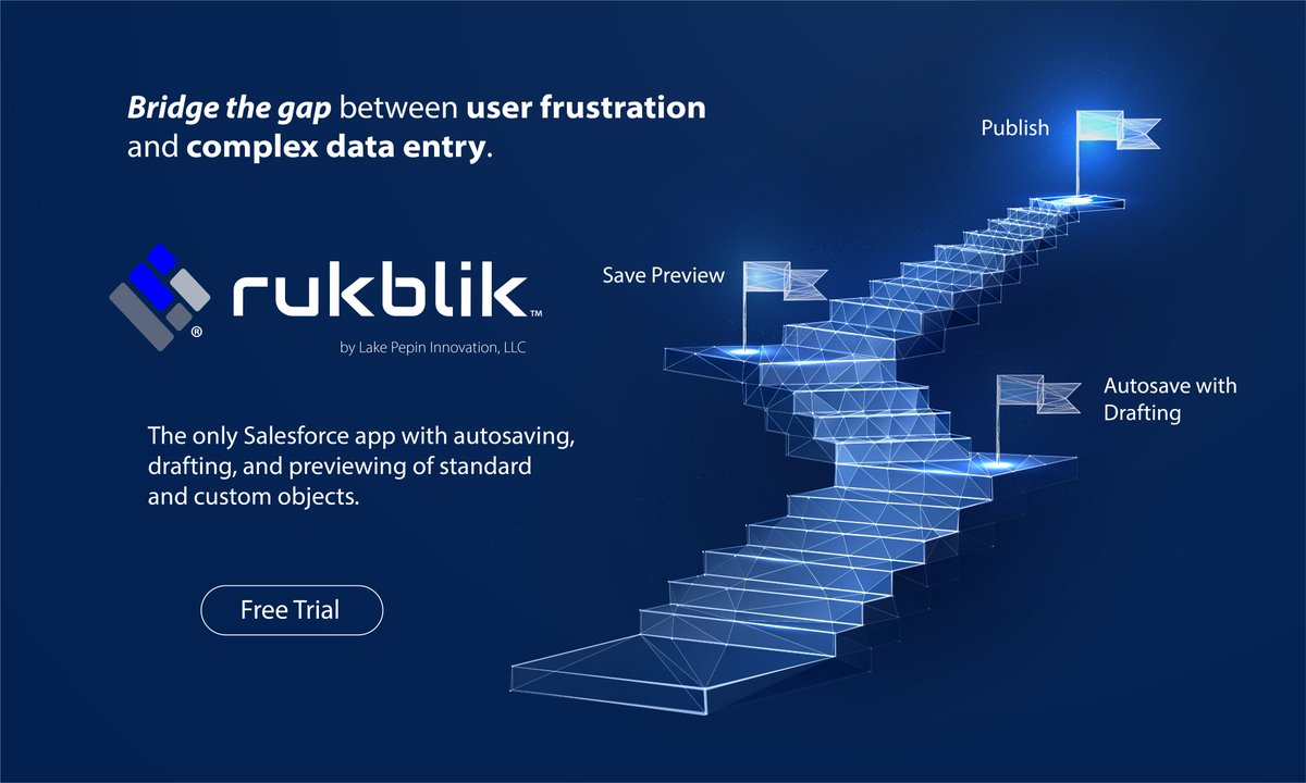 rukblik's tweet photo. Bridge the gap between user frustration and complex data entry for #salesforce with never-before-seen edit options; Autosave, Drafting, and Previewing. 

See the reimagined experience in a free trial, https://t.co/ptcUisUEzJ.  

#rukblik #demoJam #winner https://t.co/RRlUjzNosP