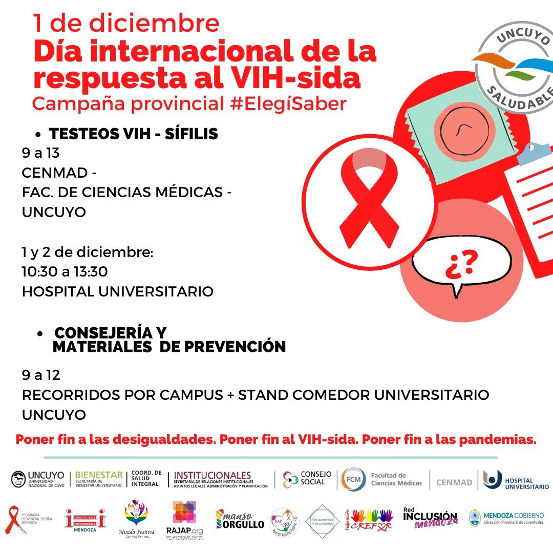 Inclusionmza1's tweet photo. Somos parte de la campaña #ELEGÍSABER ❗

En el Día Internacional de Respuesta al VIH-Sida ¿cómo elegimos saber?

👉🏽 Hacete el Test de VIH
👉🏽 Rompamos el estigma
👉🏽 Combatamos las desigualdades 
👉🏽 Vamos por una Ley Integral

¡Sumate! Testeos y stands informativos ⬇️ https://t.co/7uTZjWdwHI