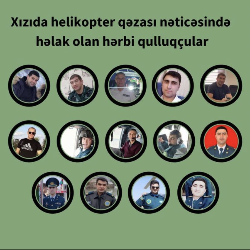 _zeyneb98's tweet photo. Helikopter qəzasında Şəhid olan hərbiçilərimizə Allah rəhmət eləsin🤲🏼🥀 
 #helikopterqəza #ŞəhidlərölməzVətənbölünməz https://t.co/XnabUGjcca