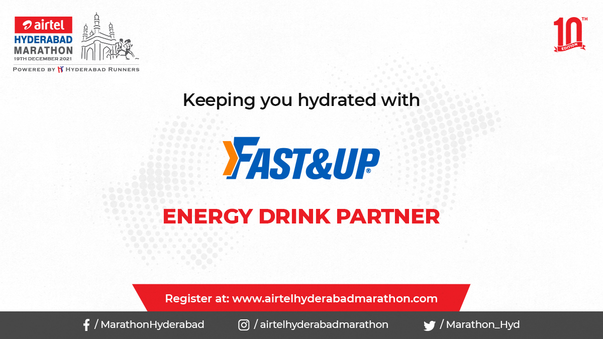 Marathon_Hyd's tweet photo. Fueling your performance at the Airtel Hyderabad Marathon with @FastandUp_India
https://t.co/UyUQZ4I7vT
#airtelhyderabadmarathon #10thedition #Hyderabadrunners #airtel #airtelhyderabadmarathon2021 #SetThePace #10AndCounting #PhysicalRun https://t.co/kaxL4cRA2X