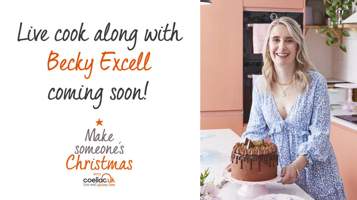 Coeliac_UK's tweet photo. Live cook along with @beckyexcell coming soon - how exciting is that?

Which recipe would you like her to make? Comment below 👇

#MakeSomeonesChristmas https://t.co/HSPtHnATgM