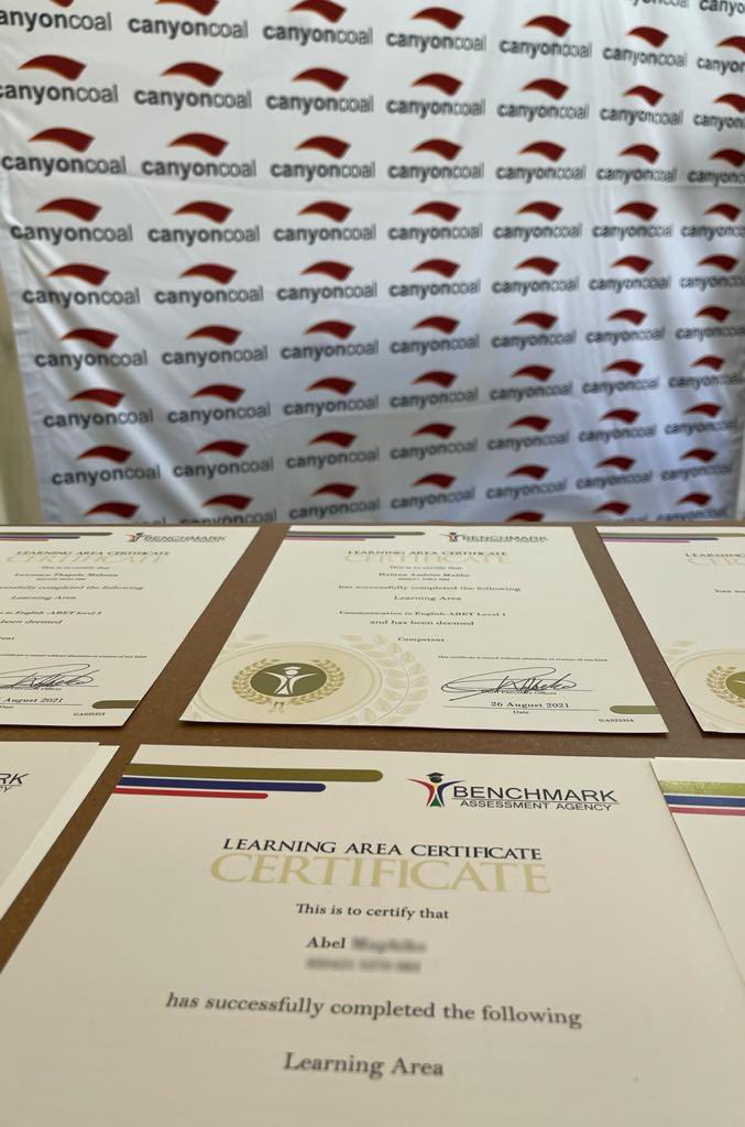 canyoncoal's tweet photo. The 2021 AET graduates will today receive graduation certificates at #khanyecolliery for #KhanyeAETgraduation2021 #canyoncoal https://t.co/oEOblxfvCX