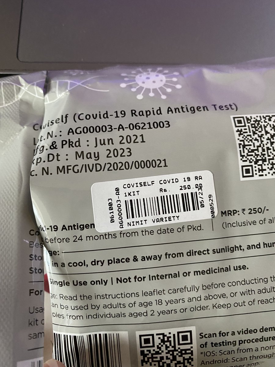 shwetapurandare's tweet image. Beware - COVISELF tube empty Lot no. AG00003-A-0621003 MFD AND PKD JUNE 2021 Lic no MFG/IVD/2020/000021 @MylabSolutions #qualityfail #recall #complaint @CDSCO_INDIA_INF @MoHFW_INDIA @rajeshtope11 #mylab #coviself product defect.