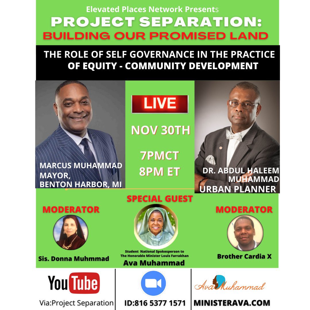 w1seone25's tweet image. Happening today and you don’t want to miss it. #ProjectSeparation Building Our Promised Land. 

@marcus4polytics @dotsconnector @sisterdonna @DrAvaMuhammad