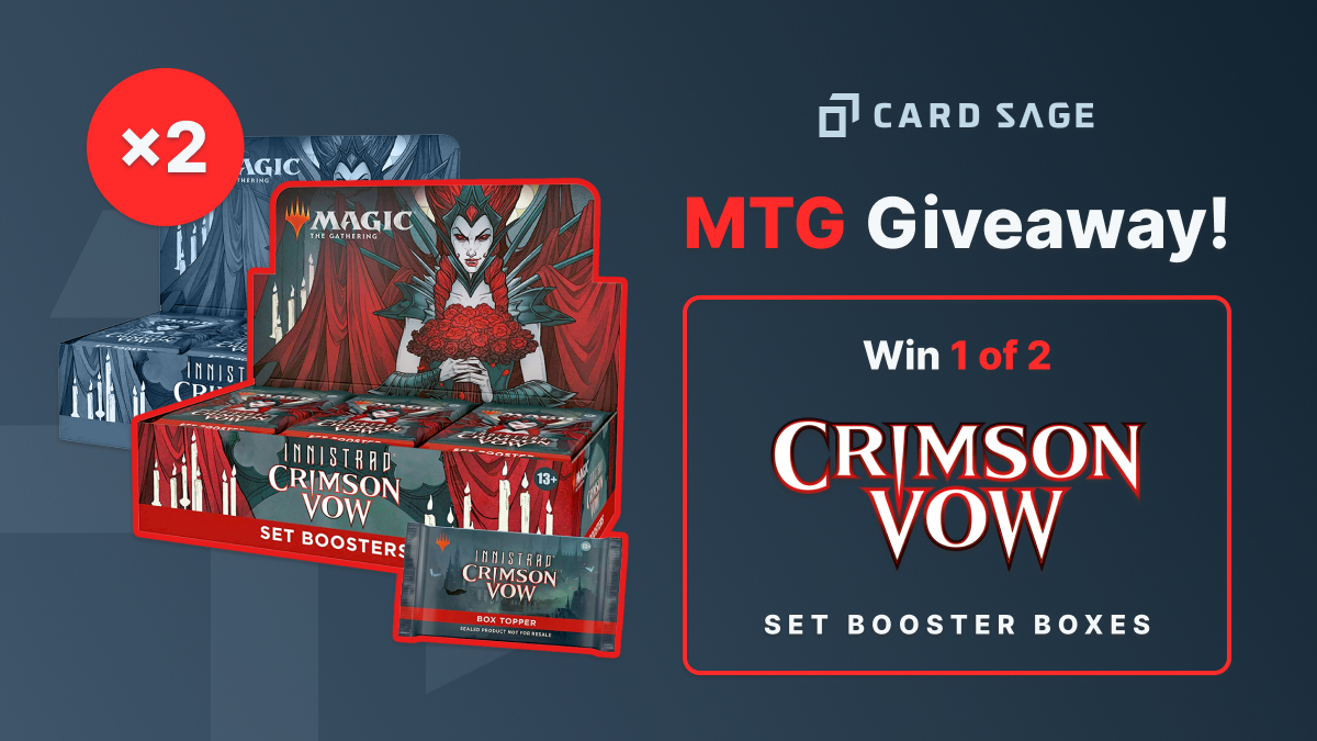 card_sage_ccg's tweet photo. 🦇 CONTEST!! 🦇

WIN 1 of 2 #MTGCrimson Set Booster boxes

To enter:
1. Retweet this tweet
2. Reply this tweet with your favorite Magic card &amp; why
3. Follow @card_sage_ccg
4. Follow @stream_sage

Two winners will be selected on December 14. Good luck! https://t.co/8WH9OU528Z