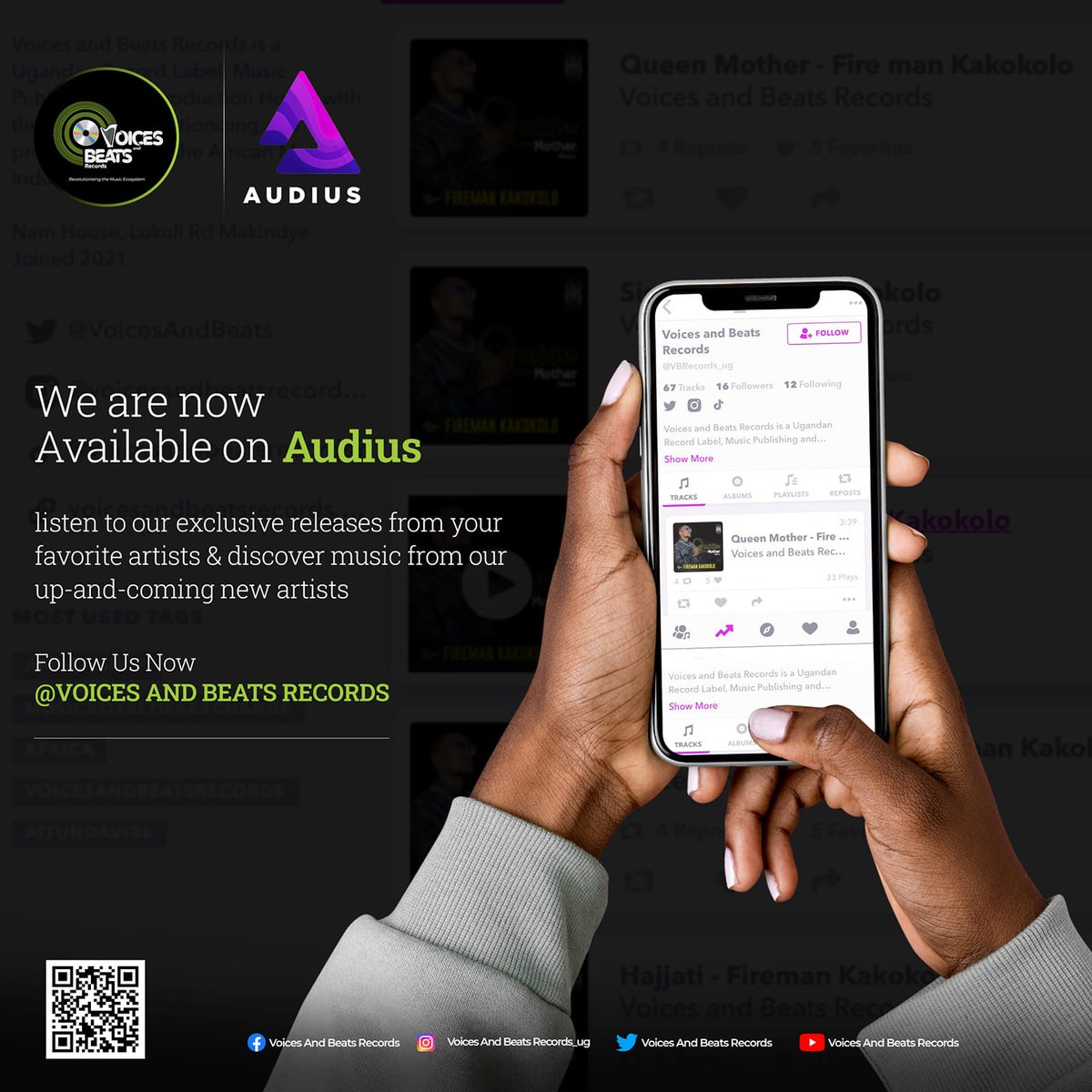 VoicesAndBeats's tweet photo. We are on Adius. Follow us and enjoy our exclusive releases from your favorite artists.
Click ๐ https://t.co/wJde0nQV1z
#VBrecords #audius #voicesandbeatsrecords
#voicesandbeatsrecords #audius #HappeningNow https://t.co/dRlzNJP1u4