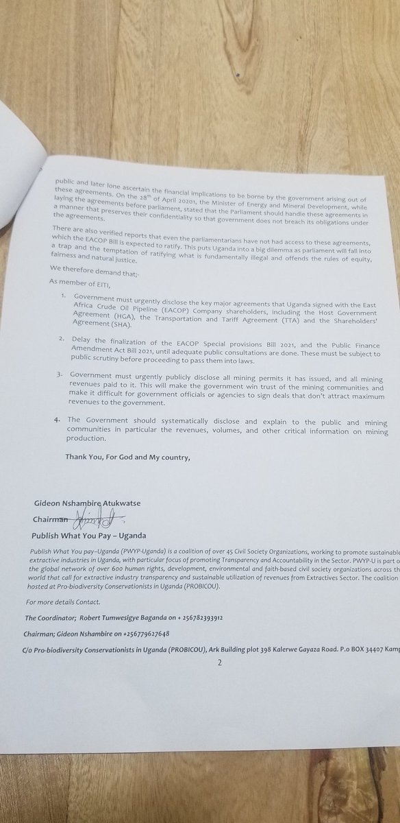 key agreements including the Host Government Agreement, the transportation and Tariff Agreement , the Shareholder agreement were designed to facilitate the smooth implementation of the EACOP. 
#oilinuganda 
#disclosethedeal
