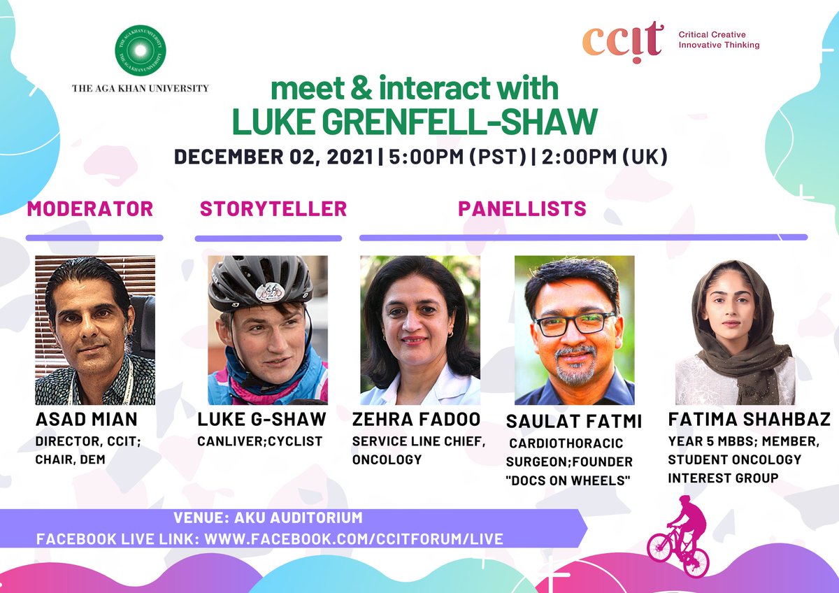 CCIT Forum (@ccitforum) on Twitter photo Storytelling with the inspirational Luke Grenfell-Shaw. Listen to inspiring stories from Dr Zehra Fadoo and Dr Saulat Fatmi; Year 5 MBBS student Fatima Shahbaz will be representing the Student Oncology Interest Group.
<a href="/AKUGlobal/">Aga Khan University</a> <a href="/Bristol2B/">Bristol2Beijing</a> Storytelling with the inspirational Luke Grenfell-Shaw. Listen to inspiring stories from Dr Zehra Fadoo and Dr Saulat Fatmi; Year 5 MBBS student Fatima Shahbaz will be representing the Student Oncology Interest Group.
<a href="/AKUGlobal/">Aga Khan University</a> <a href="/Bristol2B/">Bristol2Beijing</a>