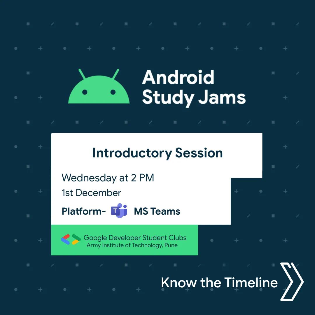 dsc_ait's tweet photo. We are excited to announce that we’ll soon be kicking off Android Study Jams for our chapter. 🚀

#androidstudyjams #android #GoogleEdu #kotlin #googledevelopers #AndroidStudyJams #androidstudyjams2021 #googledeveloperstudentclubs #androiddeveloper https://t.co/9GdhZuSJLE