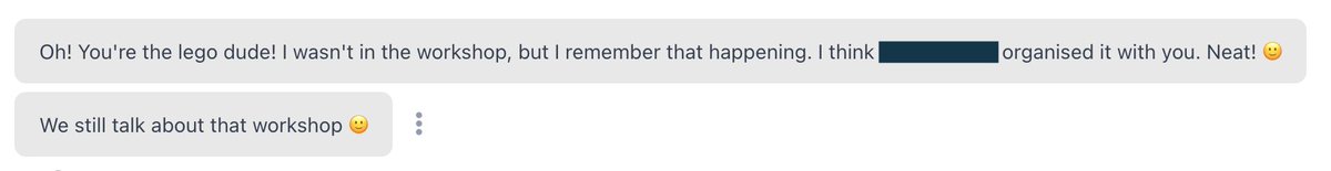 FriendlyTester's tweet photo. 4 years later and this team still talking about #LegoAutomation.
Sure, they didn’t say positively, but I’m going to assume they meant positively.
I should schedule some more sessions, and see if they sell, it is a great workshop. https://t.co/IyewXk1kZW