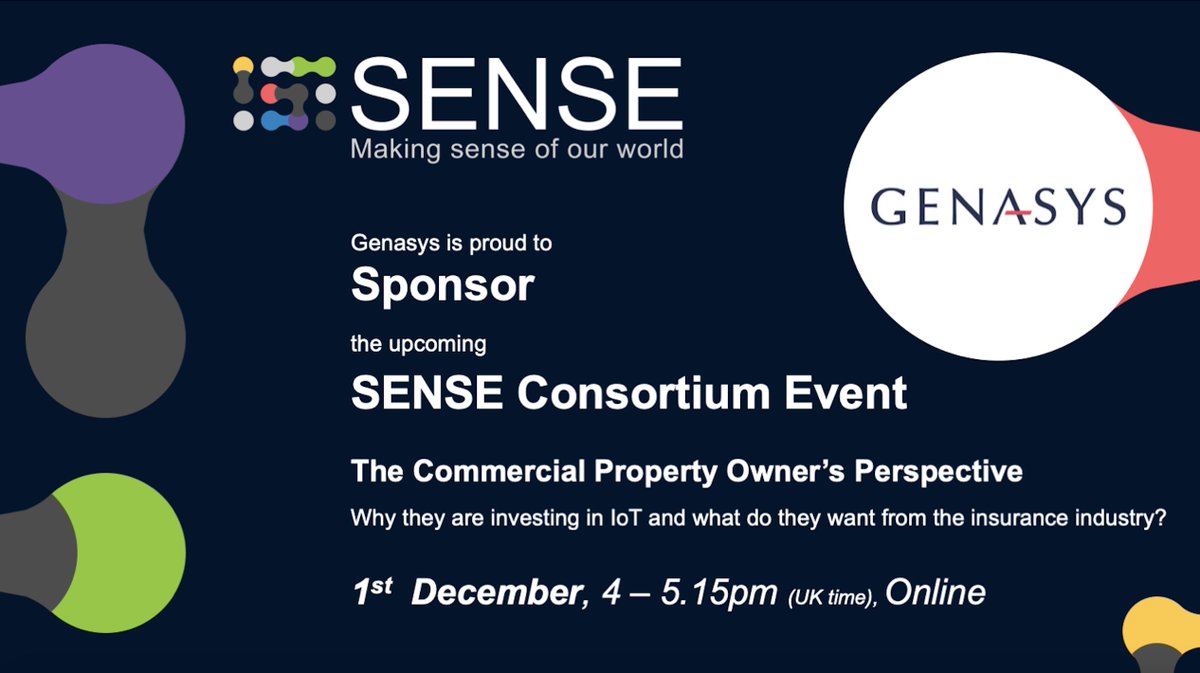 At <a href="/GenasysTech/">Genasys</a> we genuinely believe that #IoT will be playing a growing role in progressing commercial insurance for the better. Not only have we architected our systems around this, are also getting behind <a href="/SenseConsortium/">SENSE Consortium</a>

Register for their event here: mailchi.mp/senseconsortiu…