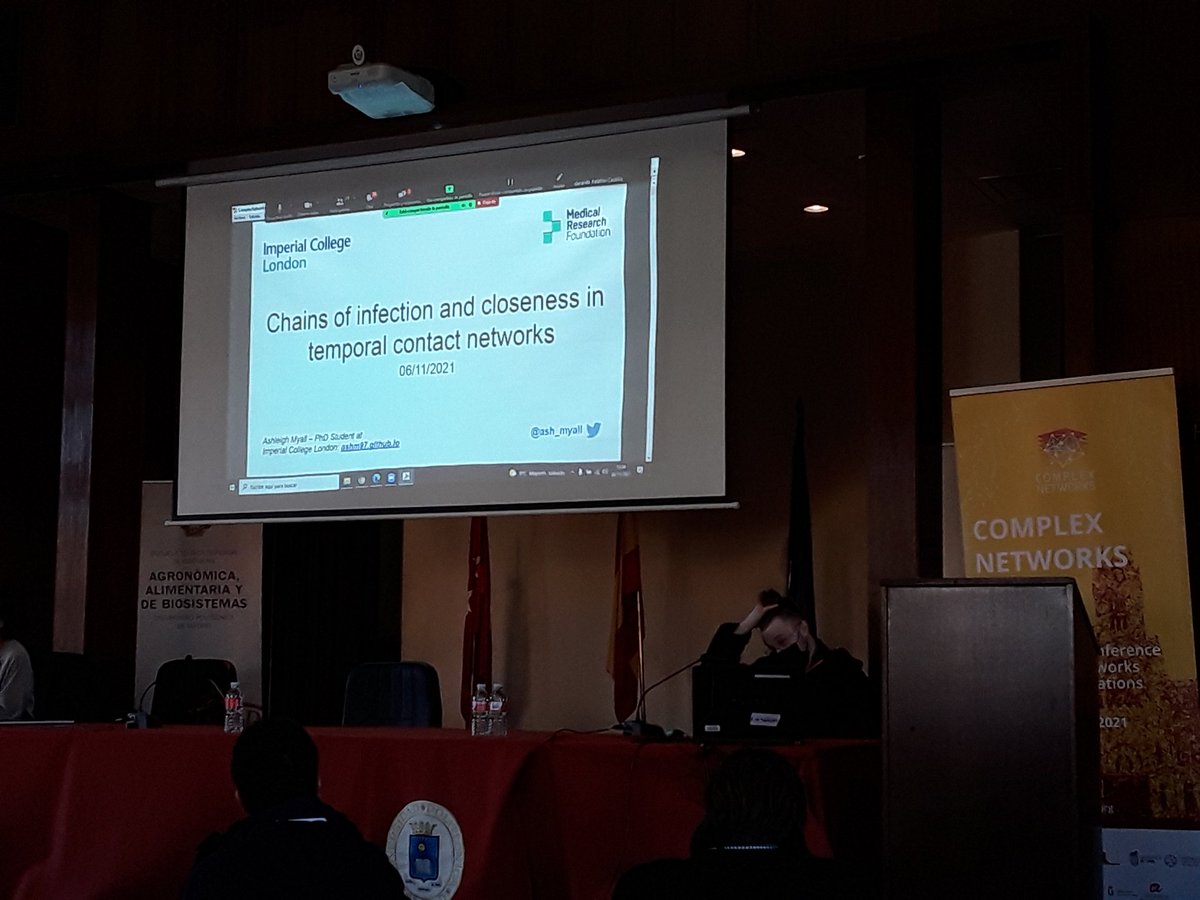 OnervaKorhonen's tweet photo. Next on stage at #complexnetworks2021 O1A Diffusion & #epidemics: @ash_myall on disease spreading on #temporalnetworks. https://t.co/F6sVxZmQ6u