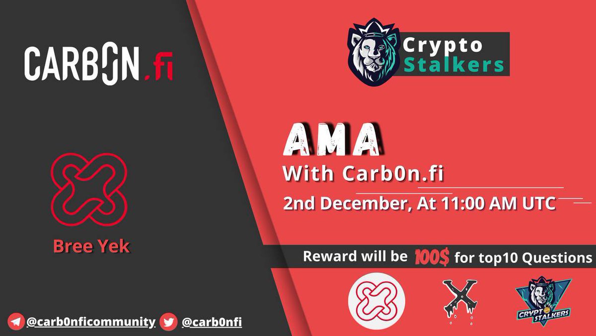 Crypto Stalkers (@stalkerscrypto) on Twitter photo 📢 We're thrilled to announce our next #AMA with @carb0nfi on 2nd dec at 11:00 AM UTC
💰 Reward Pool: 100$
📍 Venue: t.me/thecryptostalk…
〽️ Rules:
✅ Follow <a href="/StalkersCrypto/">Crypto Stalkers</a> & @carb0nfi
✅ Like & Retweet
✅ Comment Questions & Tag 3 Friends with BEP20 address 📢 We're thrilled to announce our next #AMA with @carb0nfi on 2nd dec at 11:00 AM UTC
💰 Reward Pool: 100$
📍 Venue: t.me/thecryptostalk…
〽️ Rules:
✅ Follow <a href="/StalkersCrypto/">Crypto Stalkers</a> & @carb0nfi
✅ Like & Retweet
✅ Comment Questions & Tag 3 Friends with BEP20 address