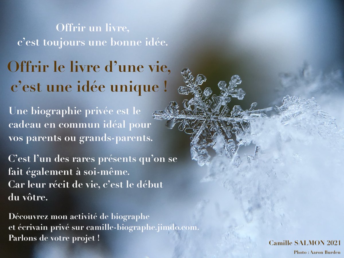 camillesalmon2's tweet photo. Noël approche.❄️📖🖋💝
#biographie #recitdevie #biographiefamiliale #transmission #ecrivainprive #biographe
https://t.co/t3lfMYSbzr https://t.co/oPr1gJgUsF