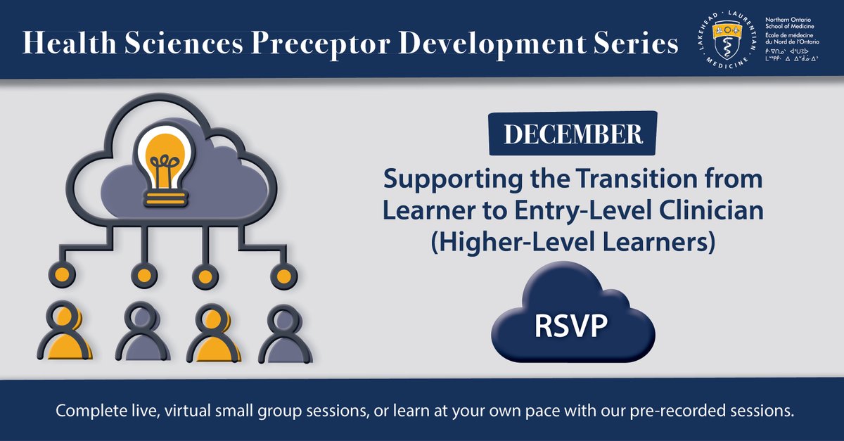 Joignez-vous à nous pour la série de perfectionnement pour les précepteurs en sciences de la santé. RSVP pour la séance en décembre : « Supporting the Transition from Learner to Entry-Level Clinician (Higher-Level Learners) ». ow.ly/pcUo50GYOZv